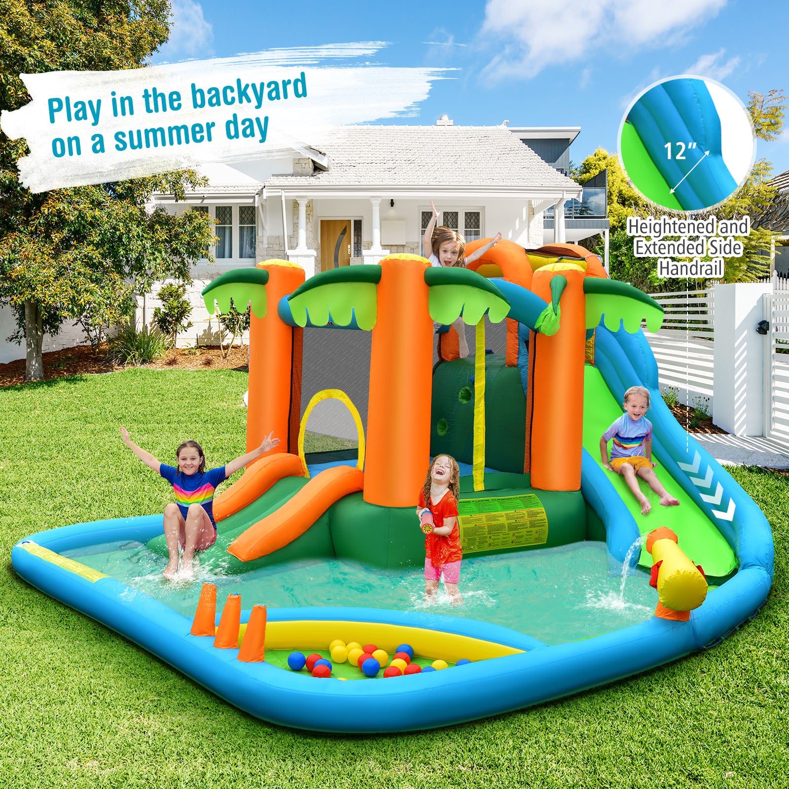 7-in-1 Inflatable Water Slide Park with 780W Blower Bounce House at Gallery Canada