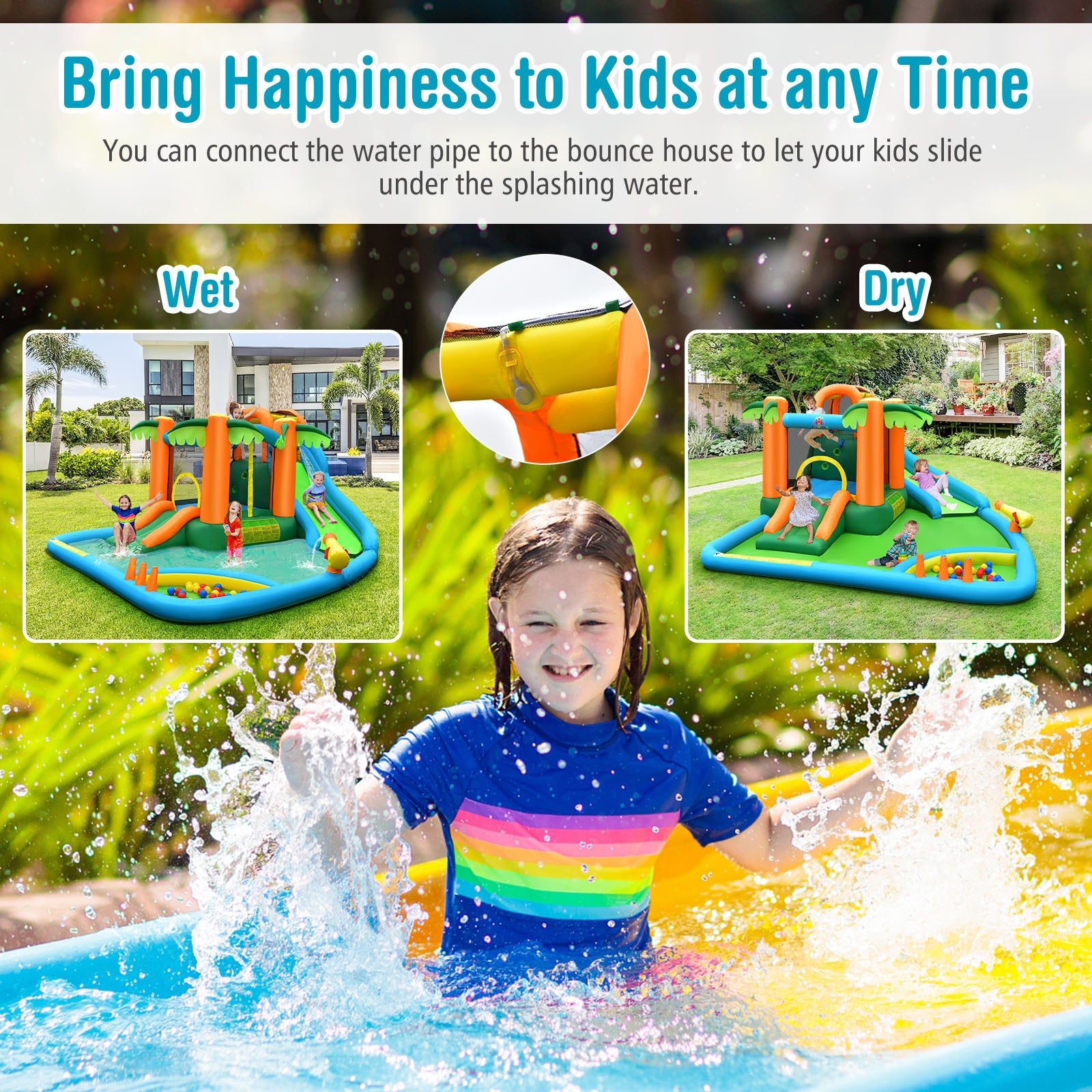 7-in-1 Inflatable Water Slide Park with 780W Blower Bounce House at Gallery Canada