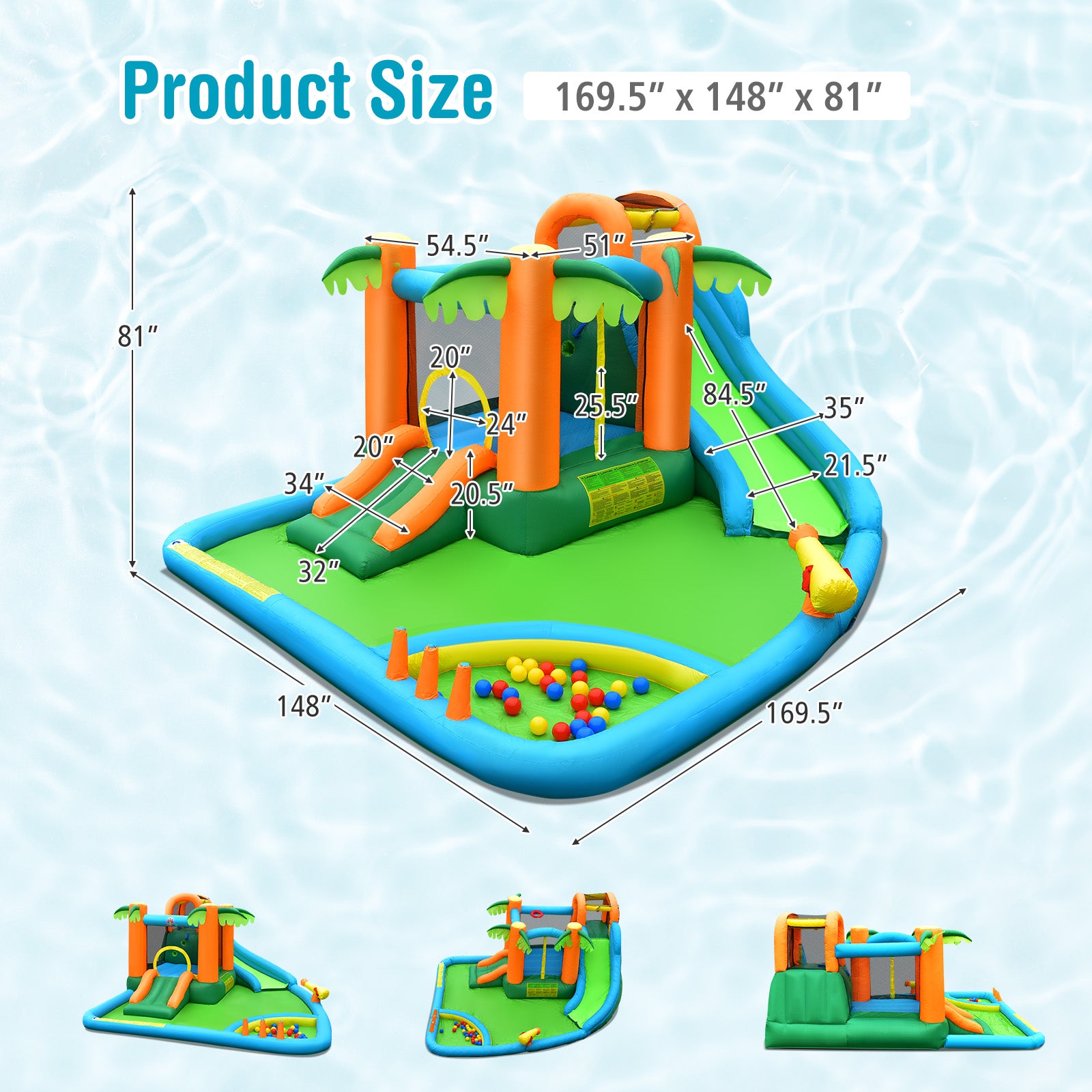 7-in-1 Inflatable Water Slide Park with 780W Blower Bounce House at Gallery Canada