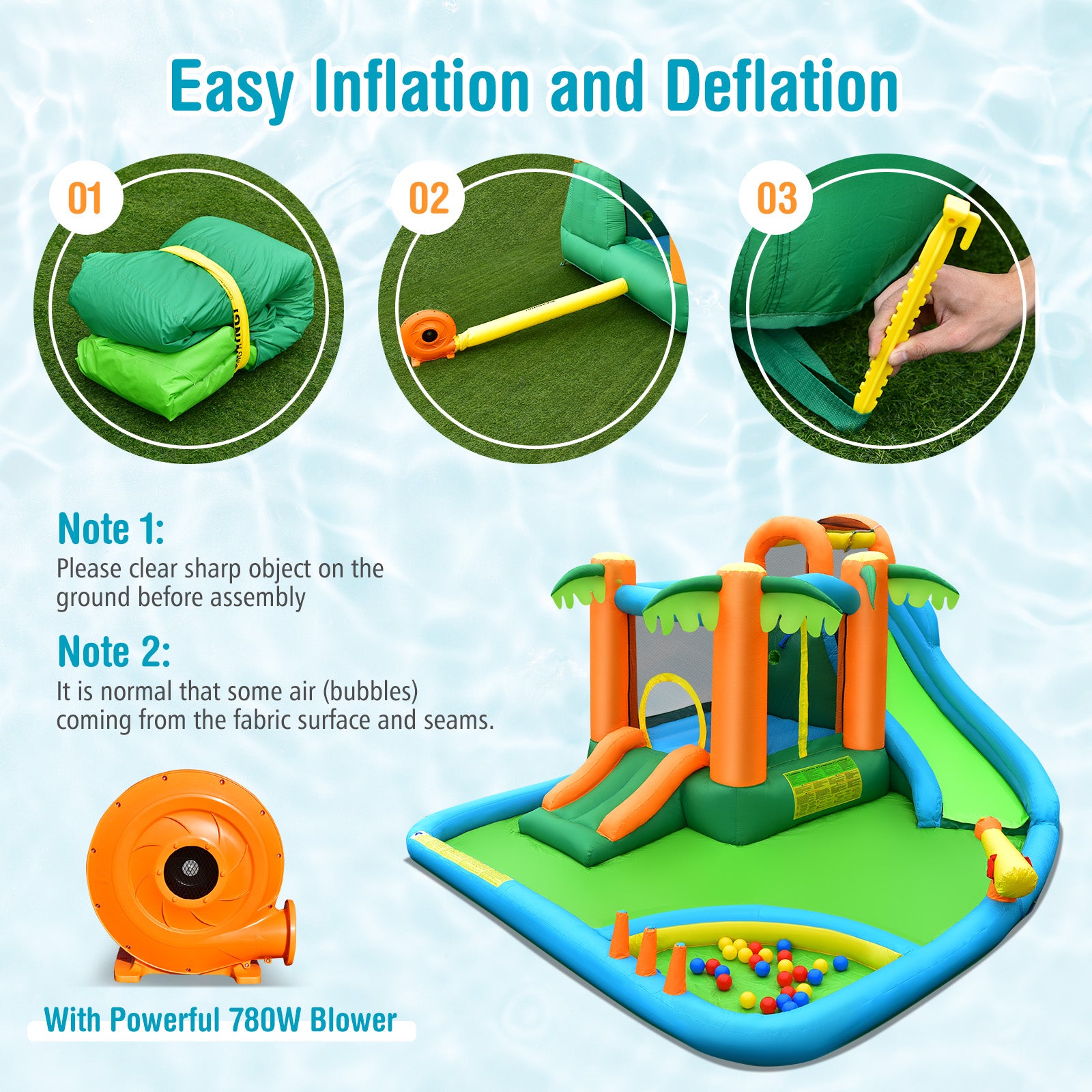 7-in-1 Inflatable Water Slide Park with 780W Blower Bounce House at Gallery Canada