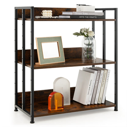 3-Tier Industrial Bookshelf, Adjustable Shelves, Brown Bookcases at Gallery Canada