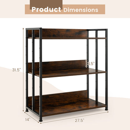 3-Tier Industrial Bookshelf, Adjustable Shelves, Brown Bookcases at Gallery Canada