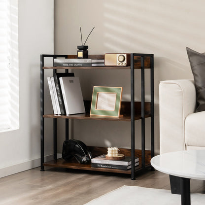 3-Tier Industrial Bookshelf, Adjustable Shelves, Brown Bookcases at Gallery Canada