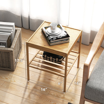 2 Tier Bamboo Nightstand, Natural, 2 Pieces Nightstands at Gallery Canada