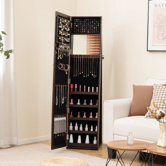 Lockable Jewelry Storage Organizer, Full-Length Mirror, Coffee Jewelry Armoires Coffee at Gallery Canada