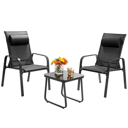 Patio Bistro Furniture Set, 3 Pieces, Adjustable Backrest, Black Patio Conversation Sets at Gallery Canada