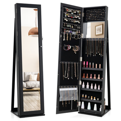 Standing Lockable Jewelry Organizer With Full-Length Mirror, Black Jewelry Armoires Black at Gallery Canada