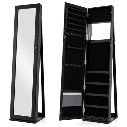 Standing Lockable Jewelry Organizer With Full-Length Mirror, Black Jewelry Armoires at Gallery Canada