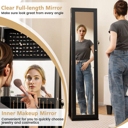 Standing Lockable Jewelry Organizer With Full-Length Mirror, Black Jewelry Armoires at Gallery Canada