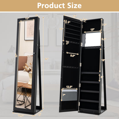 Standing Lockable Jewelry Organizer With Full-Length Mirror, Black Jewelry Armoires at Gallery Canada