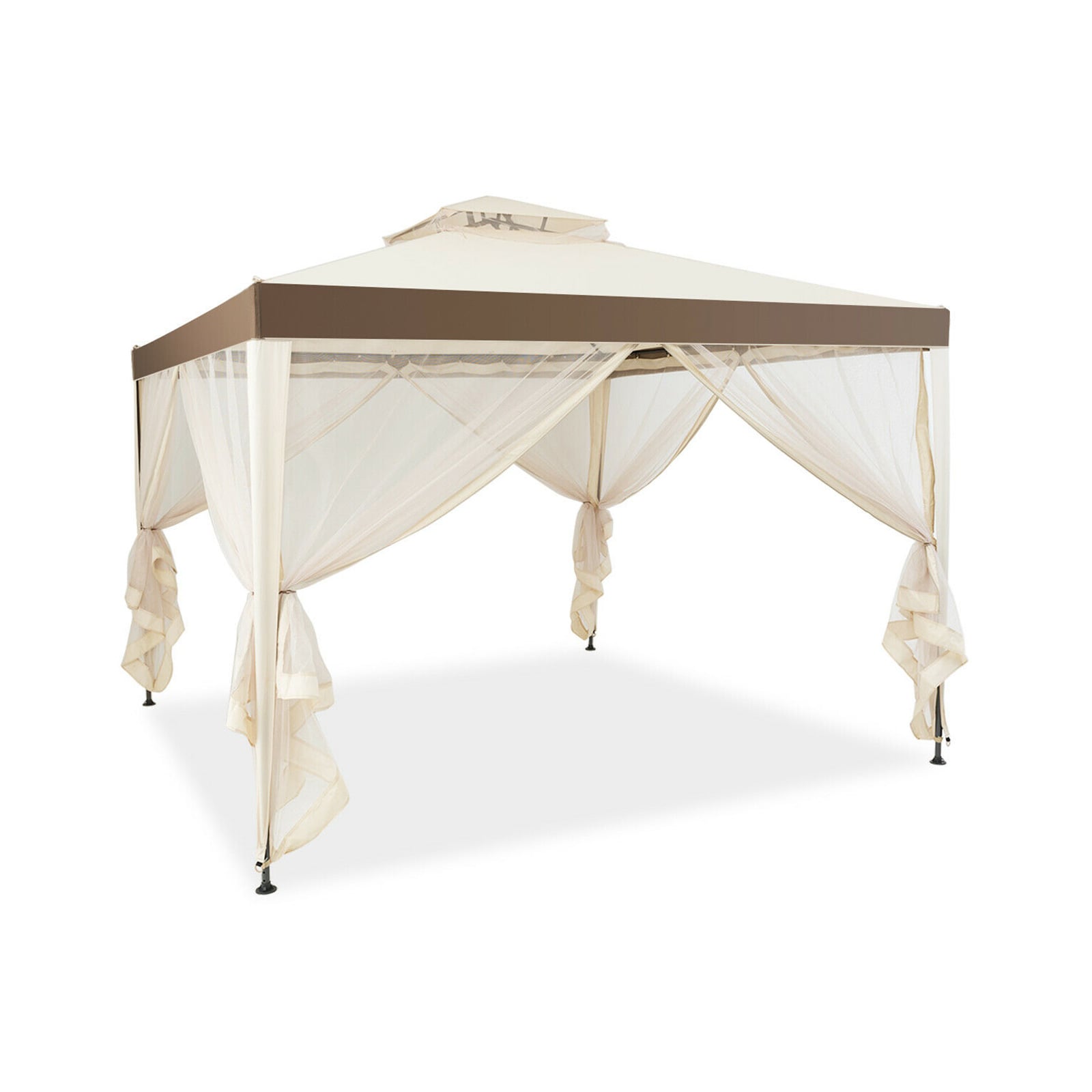 Canopy Gazebo Tent Shelter, With Mosquito Netting, Beige Gazebos Beige at Gallery Canada