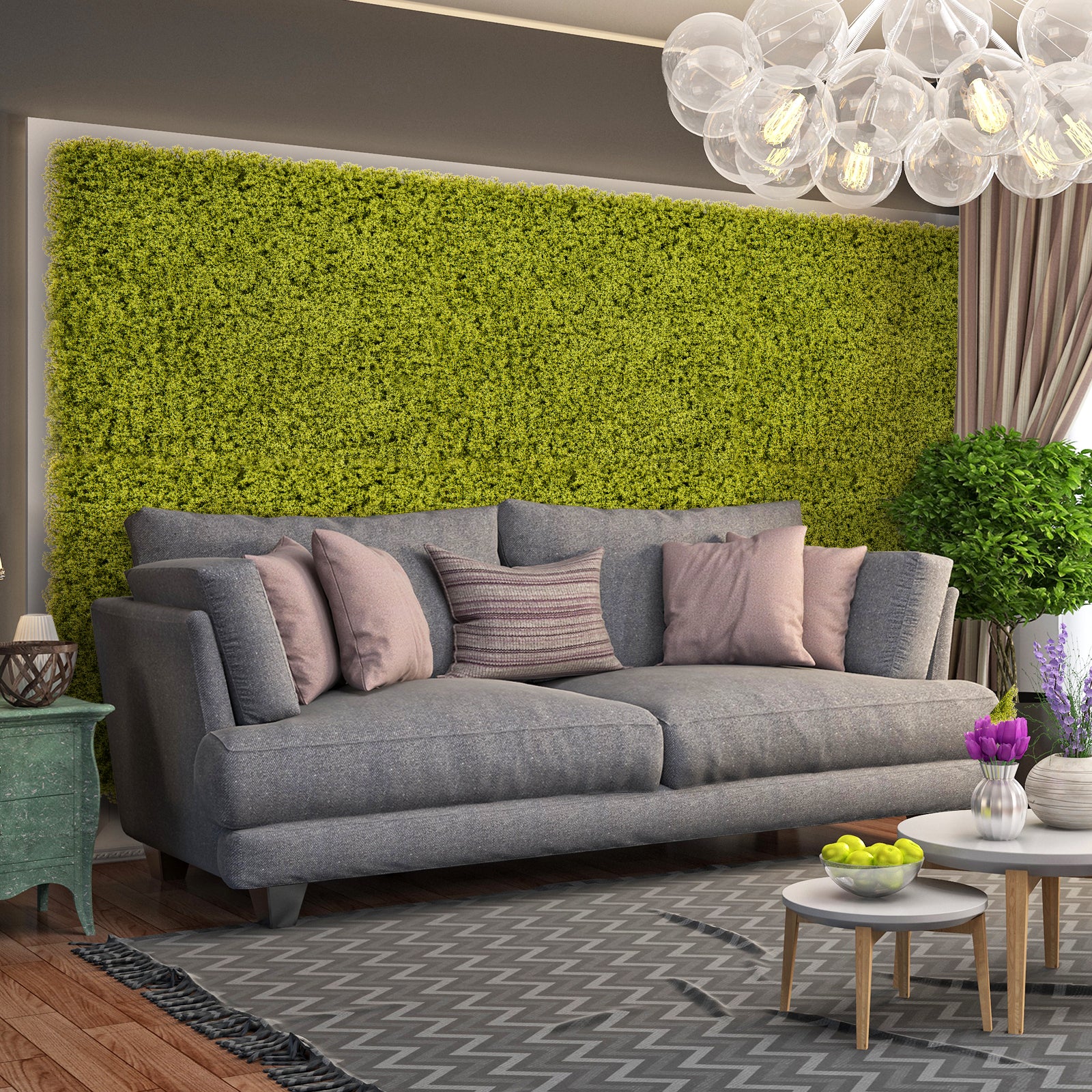 12 Pieces 20 x 20 Inches Artificial Grass Wall Panels, Light Green Faux Plants at Gallery Canada