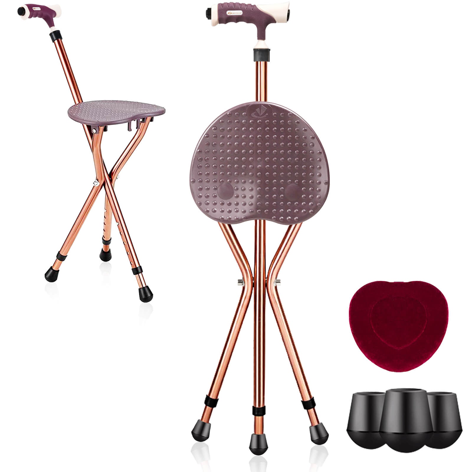 Adjustable Folding Cane Seat, Lightweight, Brown Walkers & Rollators at Gallery Canada