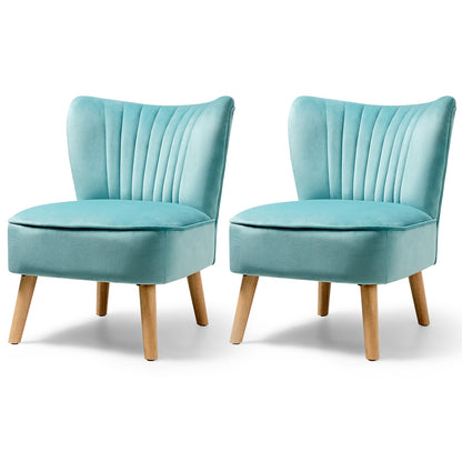 Modern Armless Velvet Accent Chair, Green Accent Chairs at Gallery Canada