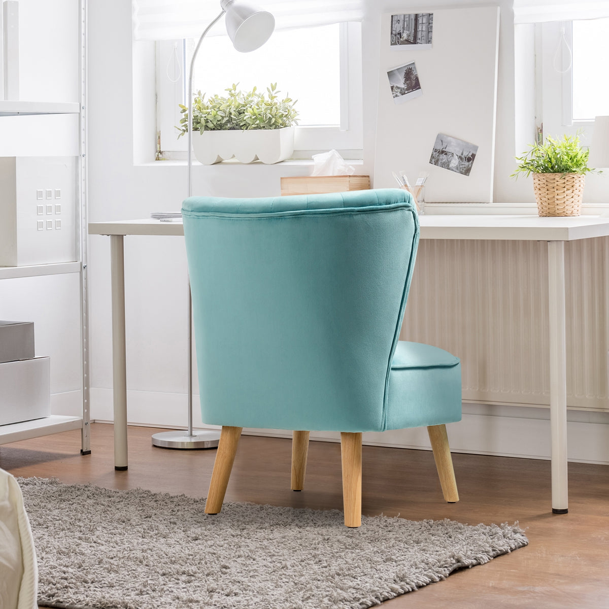 Modern Armless Velvet Accent Chair, Green Accent Chairs at Gallery Canada