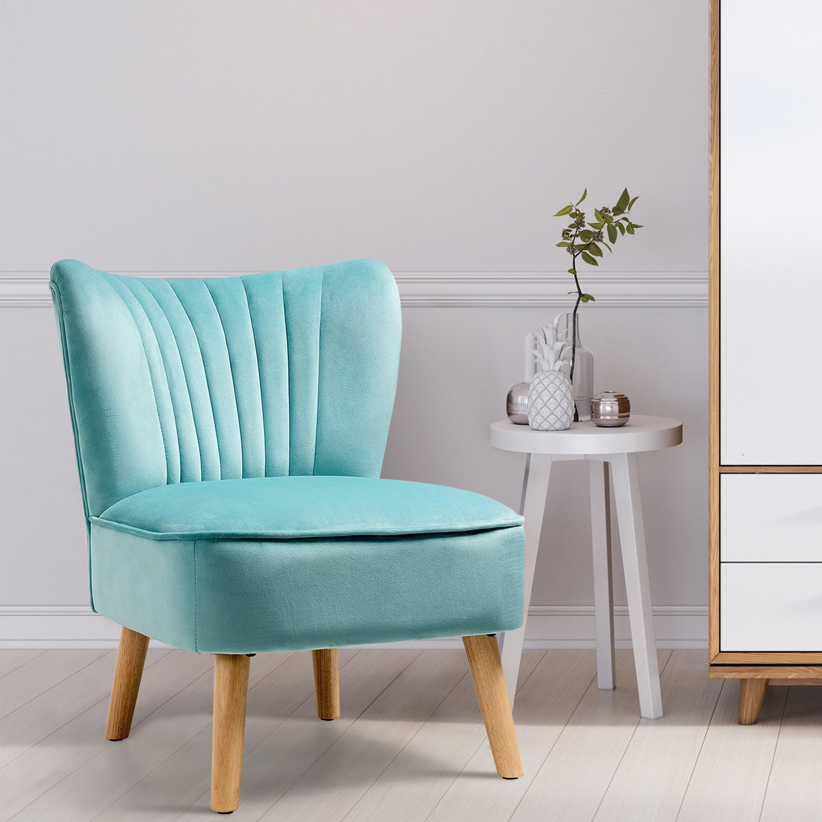 Modern Armless Velvet Accent Chair, Green Accent Chairs at Gallery Canada