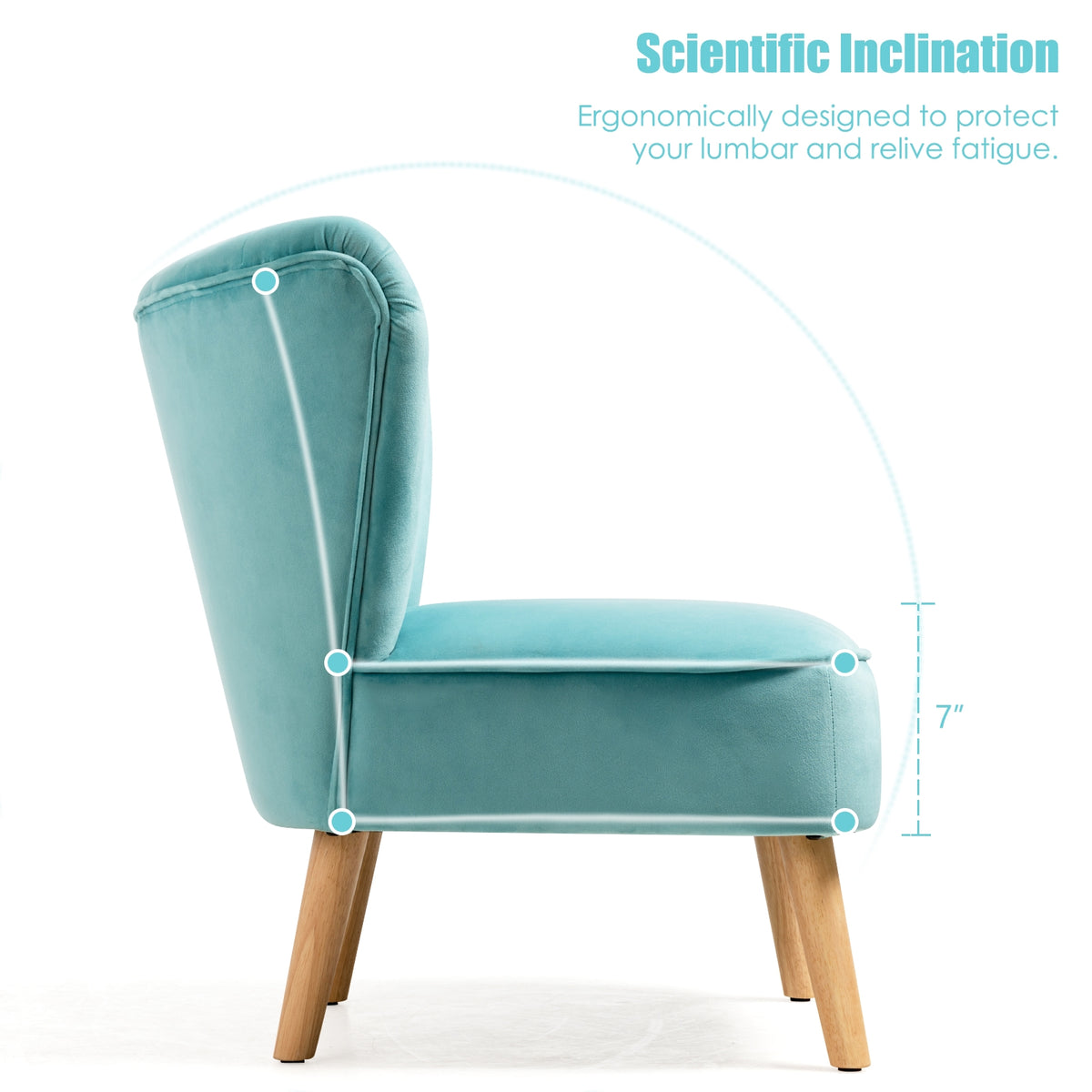Modern Armless Velvet Accent Chair, Green Accent Chairs at Gallery Canada