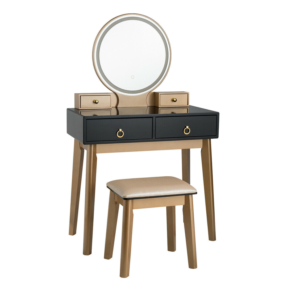 Makeup Vanity Table Set, 3 Color Lighting, Black Makeup Vanities at Gallery Canada