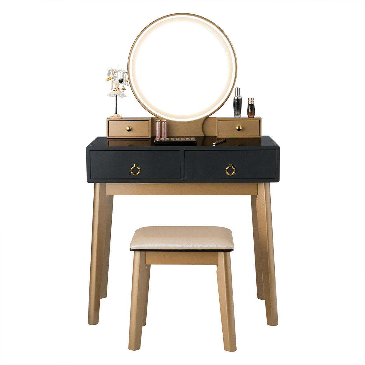 Makeup Vanity Table Set, 3 Color Lighting, Black Makeup Vanities at Gallery Canada