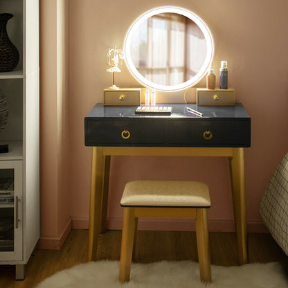 Makeup Vanity Table Set, 3 Color Lighting, Black Makeup Vanities at Gallery Canada