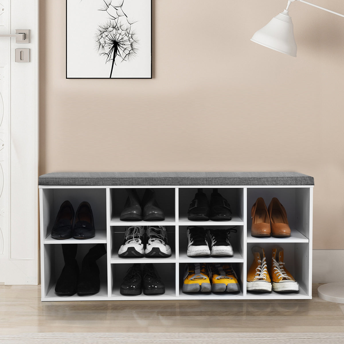 10-Cube Organizer, Entryway Shoe Storage Bench, White Shoe Racks & Storage Benches at Gallery Canada