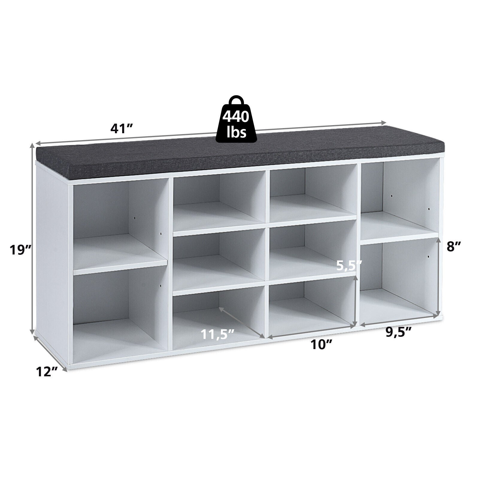 10-Cube Organizer, Entryway Shoe Storage Bench, White Shoe Racks & Storage Benches at Gallery Canada