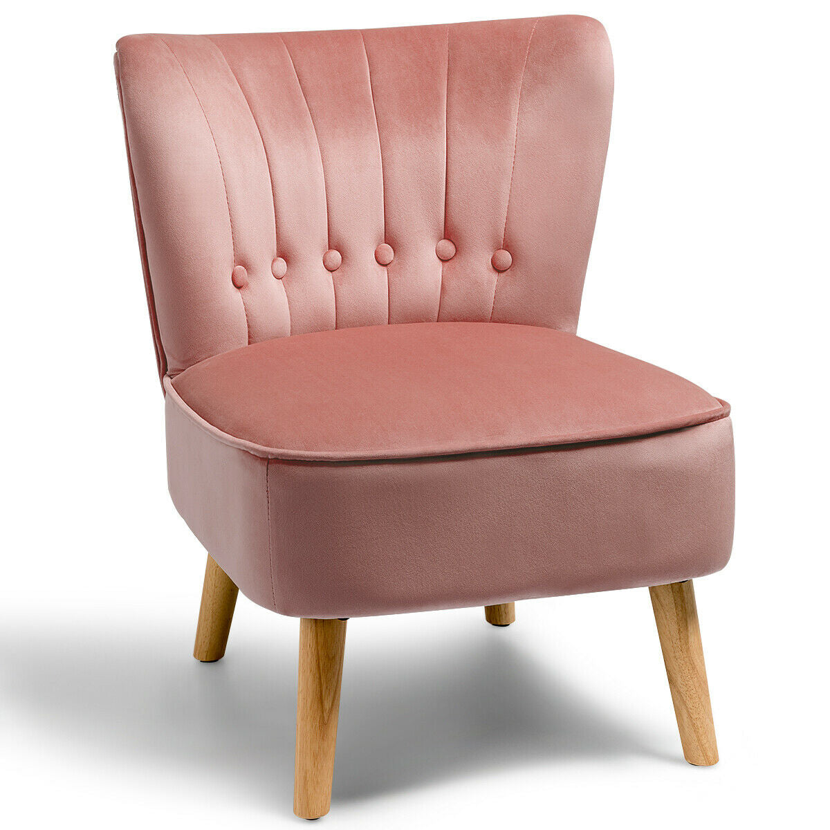 Tufted Velvet Armless Accent Chair, Pink Accent Chairs at Gallery Canada