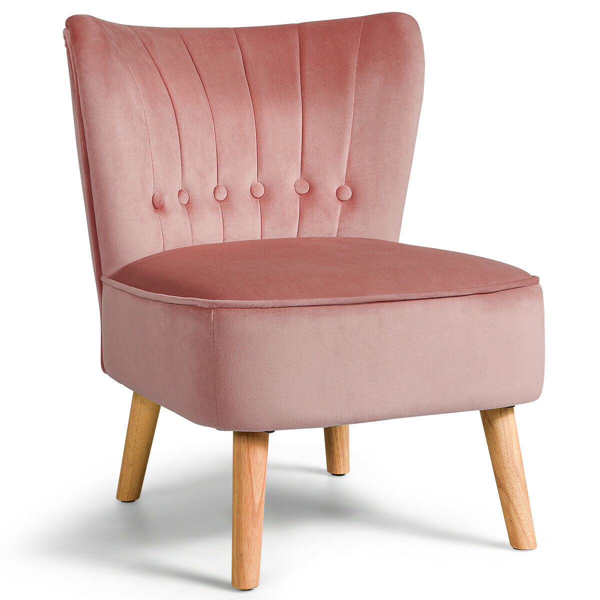 Tufted Velvet Armless Accent Chair, Pink Accent Chairs at Gallery Canada