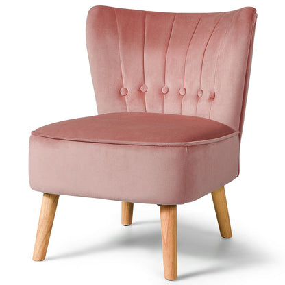 Tufted Velvet Armless Accent Chair, Pink Accent Chairs at Gallery Canada