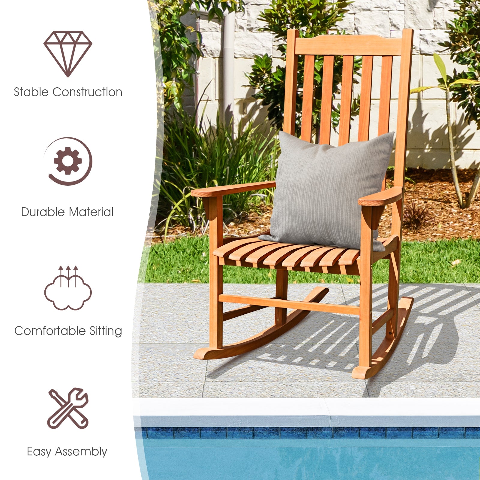Outdoor Rocking Chair, Single Rocker, Patio Deck, Natural Patio Rocking Chairs & Gliders at Gallery Canada