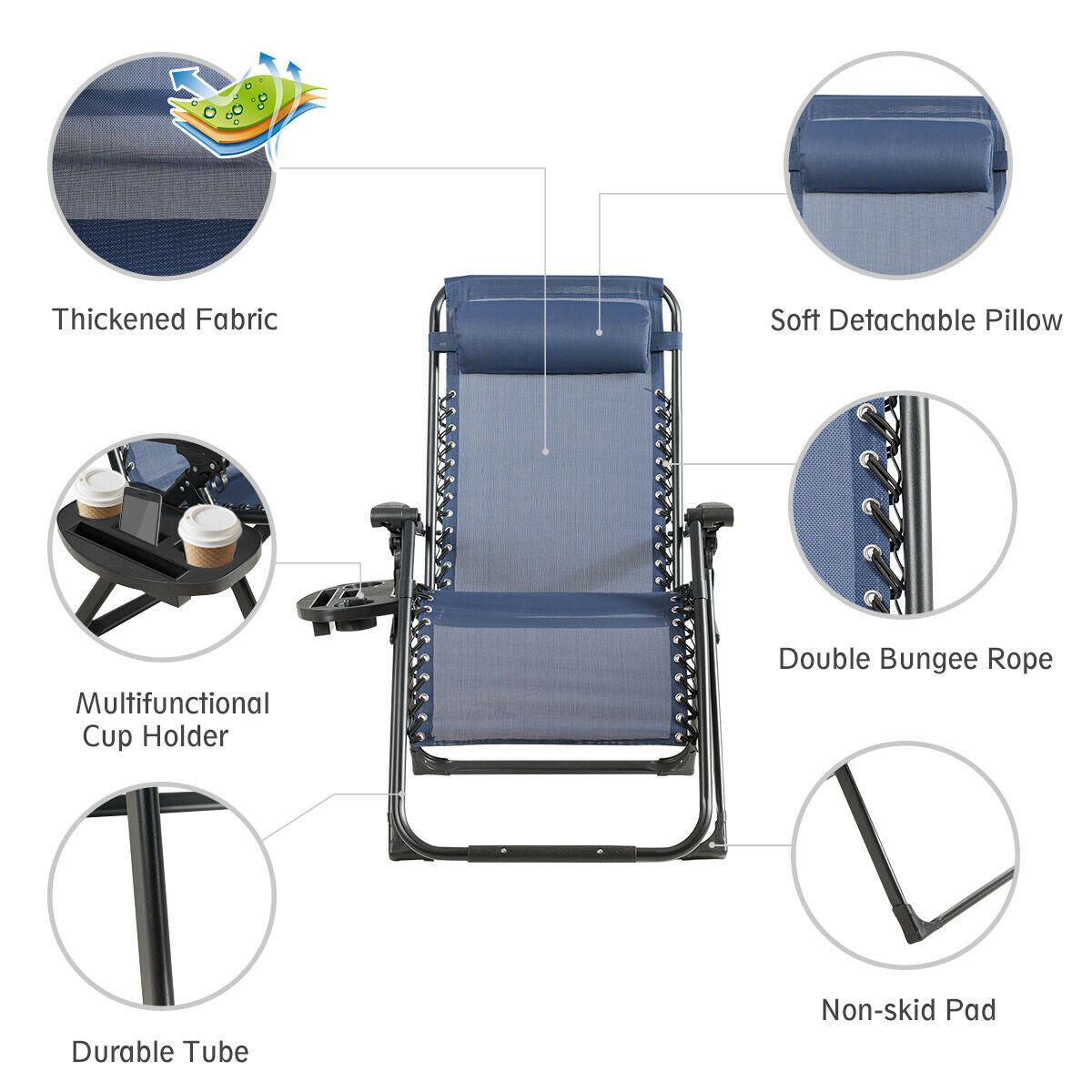 Oversize Lounge Chair With Cup Holder, Heavy Duty, Navy Beach & Lawn Chairs at Gallery Canada