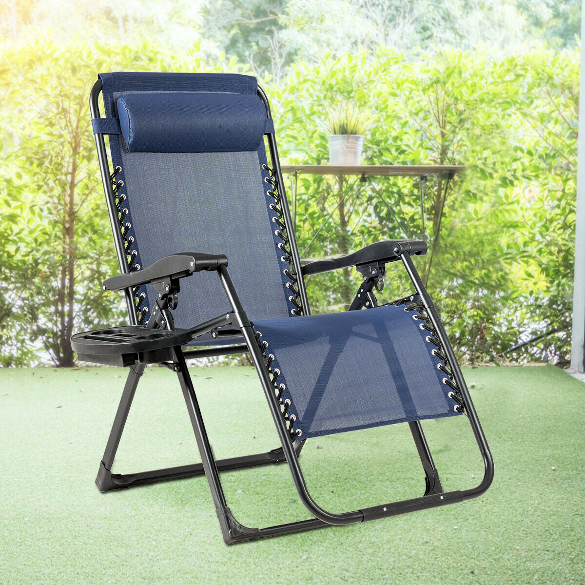 Oversize Lounge Chair With Cup Holder, Heavy Duty, Navy Beach & Lawn Chairs at Gallery Canada