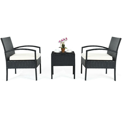 3 Piece Patio Rattan Furniture Set, Sofa Cushioned Table Garden, White Patio Conversation Sets at Gallery Canada