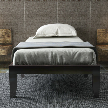 Twin Size 14 Inch Wooden Slats Bed Frame, Brown Simple Bed Frame at Gallery Canada