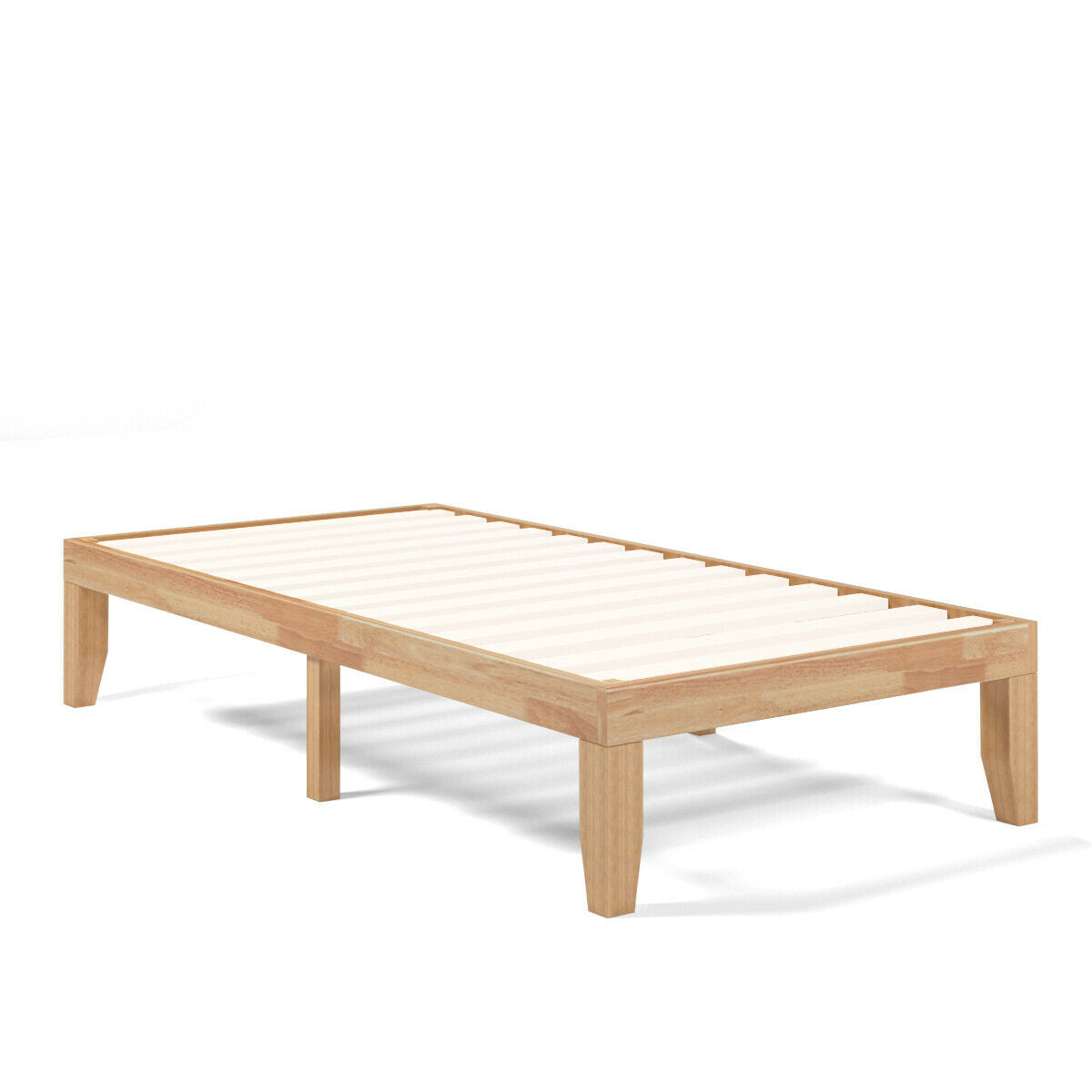 Twin Size 14 Inch Wooden Slats Mattress Frame, Natural Simple Bed Frame at Gallery Canada