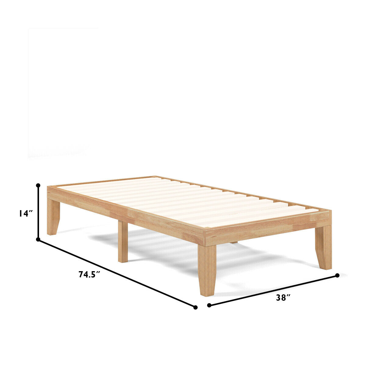 Twin Size 14 Inch Wooden Slats Mattress Frame, Natural Simple Bed Frame at Gallery Canada