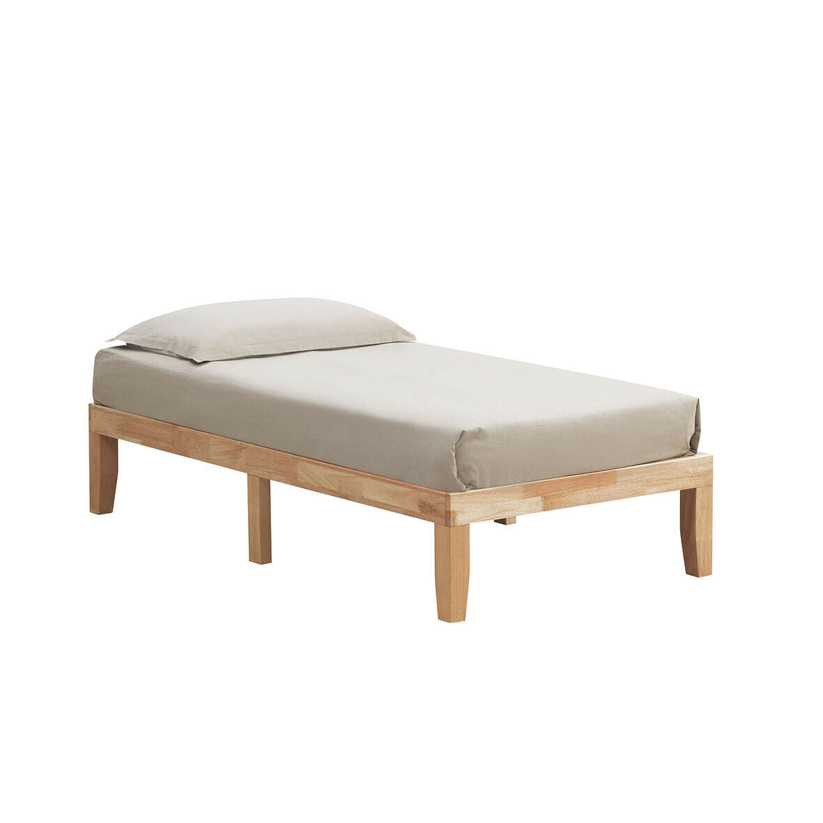 Twin Size 14 Inch Wooden Slats Mattress Frame, Natural Simple Bed Frame at Gallery Canada