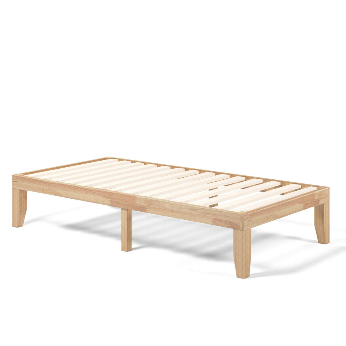Twin Size 14 Inch Wooden Slats Mattress Frame, Natural Simple Bed Frame at Gallery Canada