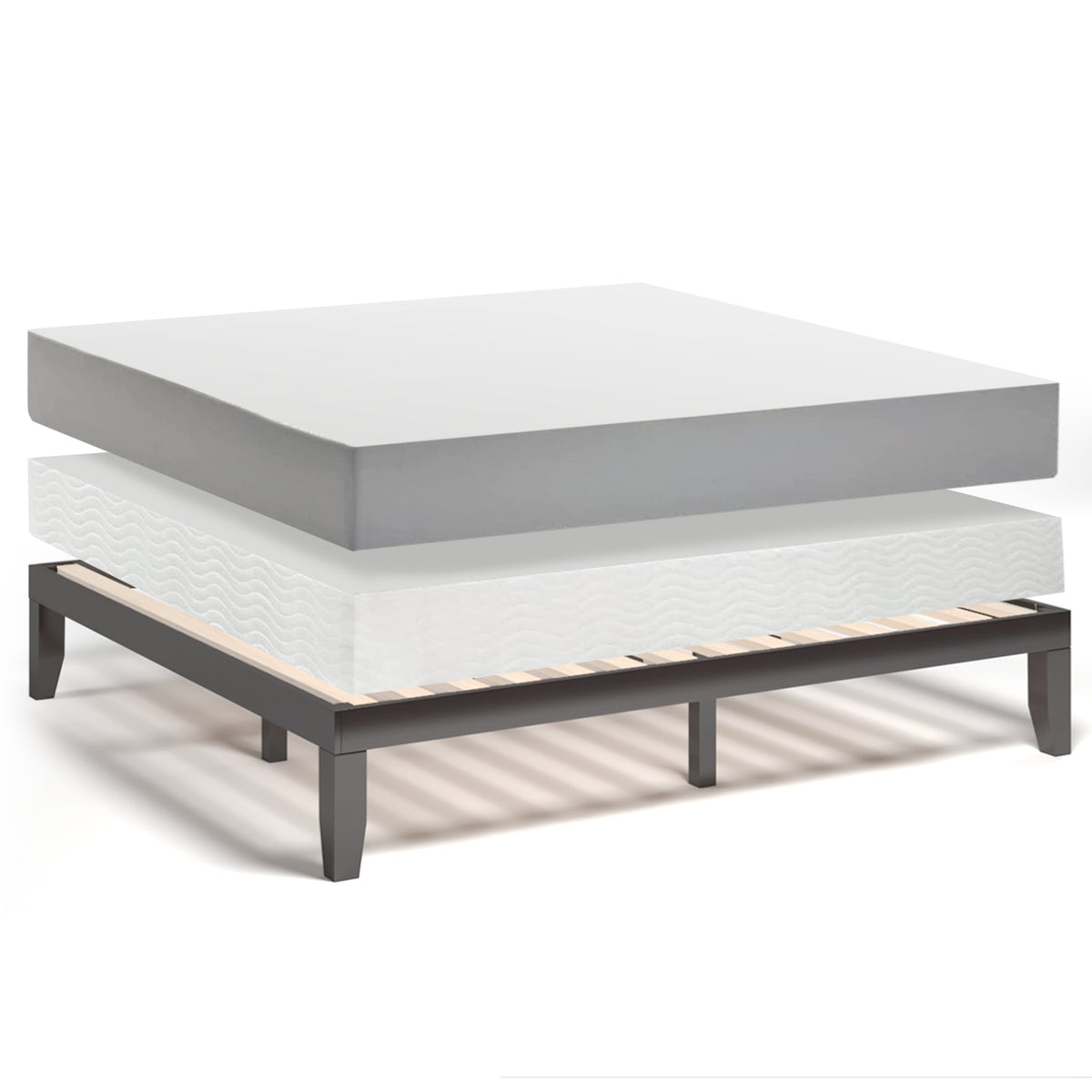 14 Inch King Size Wood Platform Bed Frame, Brown Simple Bed Frame at Gallery Canada