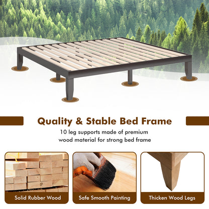 14 Inch King Size Wood Platform Bed Frame, Brown Simple Bed Frame at Gallery Canada