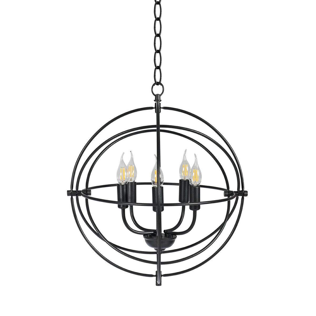 20 Inch 5 Lights Metal Chandelier, Pivoting Interlocking Rings, Black Ceiling Lights at Gallery Canada