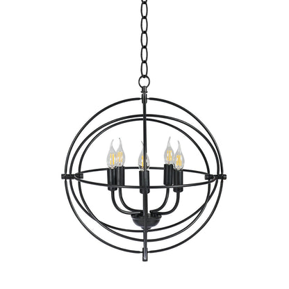 20 Inch 5 Lights Metal Chandelier, Pivoting Interlocking Rings, Black Ceiling Lights at Gallery Canada