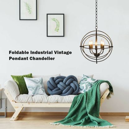 20 Inch 5 Lights Metal Chandelier, Pivoting Interlocking Rings, Black Ceiling Lights at Gallery Canada