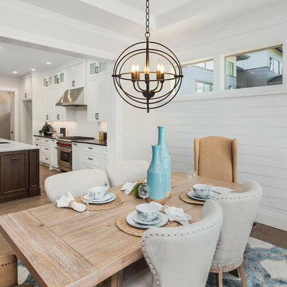20 Inch 5 Lights Metal Chandelier, Pivoting Interlocking Rings, Black Ceiling Lights at Gallery Canada