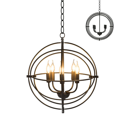 20 Inch 5 Lights Metal Chandelier, Pivoting Interlocking Rings, Black Ceiling Lights at Gallery Canada