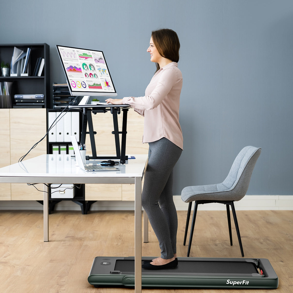 Electric Folding Treadmill, Dual Display, Speaker, Green Treadmills at Gallery Canada