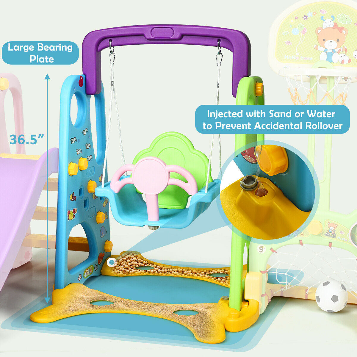 6-In-1 Climber Swing Basketball Hoop Football Gate, Multicolor Climbers & Slides at Gallery Canada