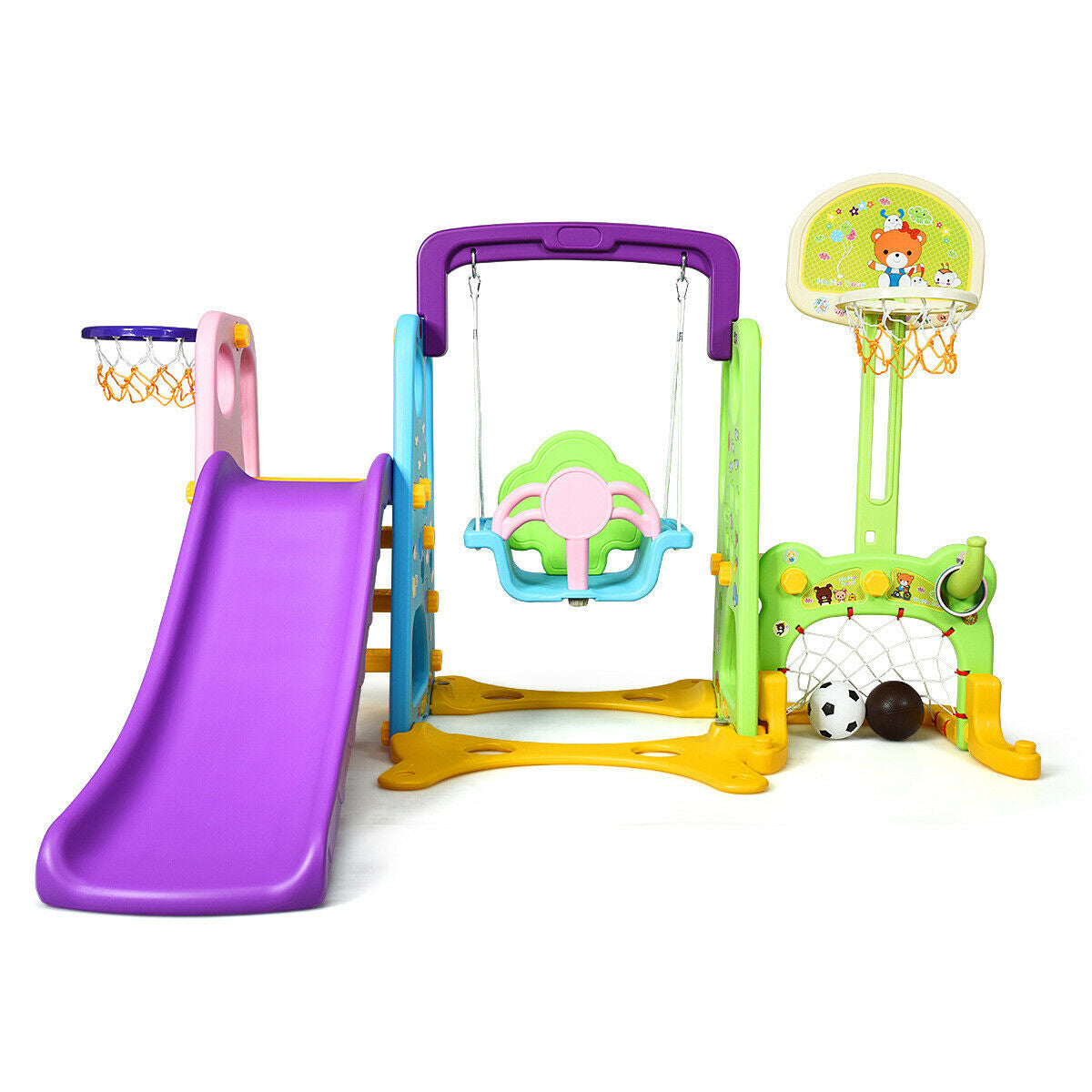 6-In-1 Climber Swing Basketball Hoop Football Gate, Multicolor Climbers & Slides at Gallery Canada