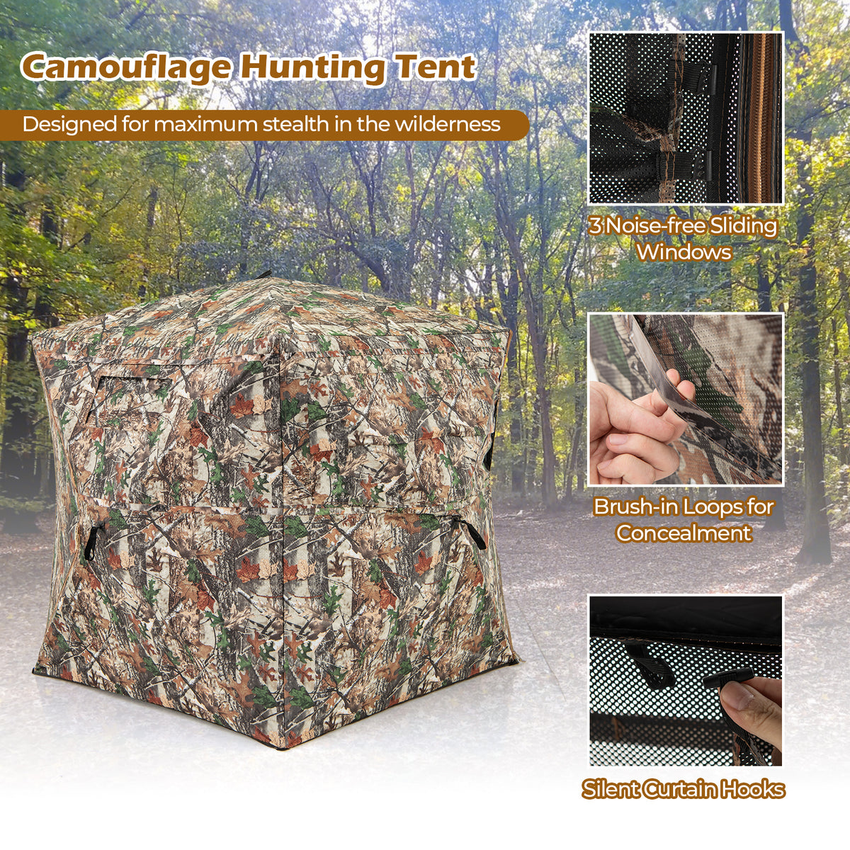 360° See Through Hunting Blind, Portable Carrying Bag, Camouflage Tents at Gallery Canada