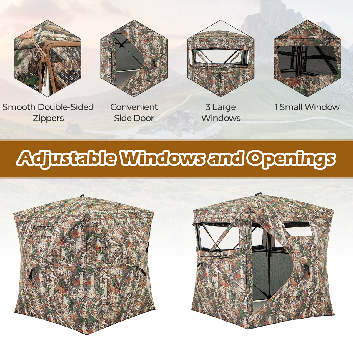360° See Through Hunting Blind, Portable Carrying Bag, Camouflage Tents at Gallery Canada